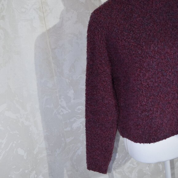 The Limited Women's S Small Maroon Bouclé Knit Mock Neck Sweater - Picture 4 of 5